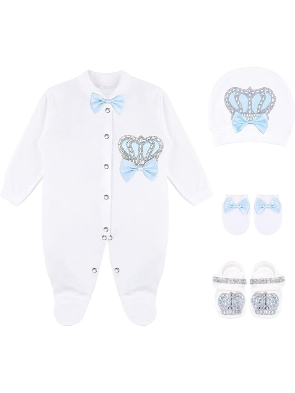 Adorable Baby Boy Crown Jewels 4-Piece Layette Gift Set - Perfect for Newborns!